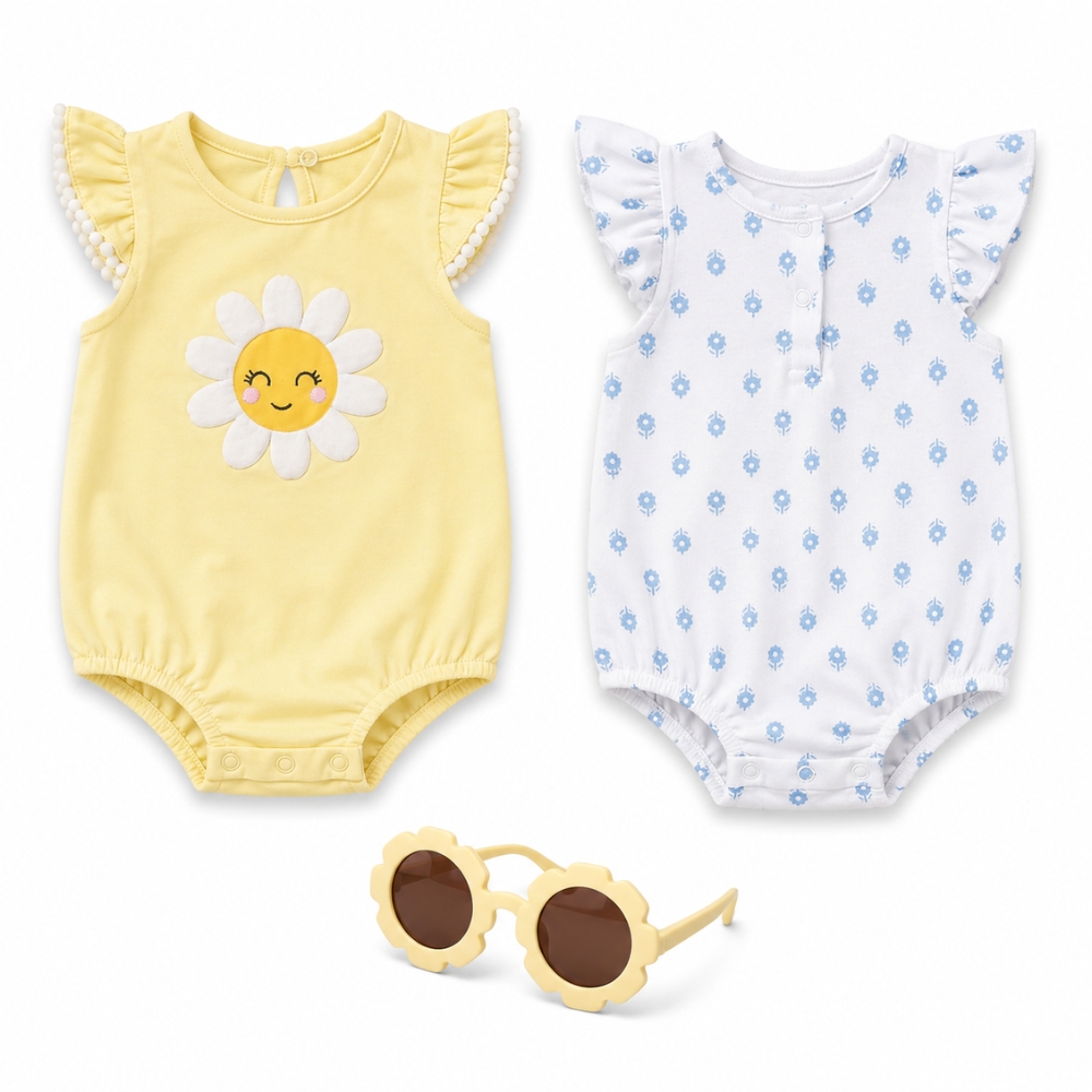Set para bebé niña blusa con mariposa en relieve y short con detalle de vuelos