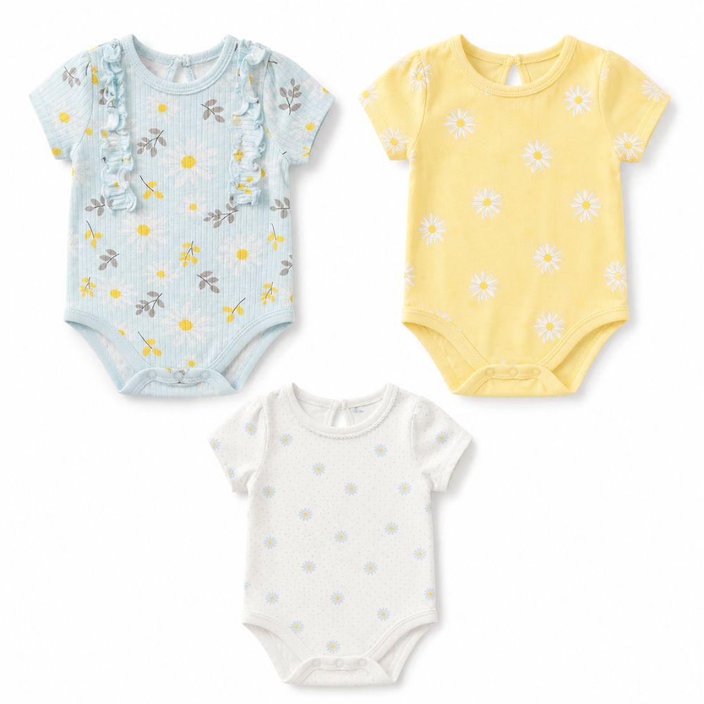 Set de 3 Bodys para Bebé Tiny Tots Diseño Margaritas Multicolor
