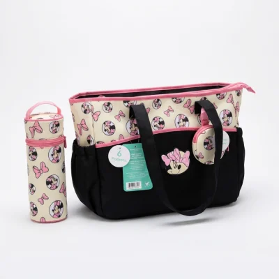 Pañalera Bolso Minnie Mouse con Porta Biberón