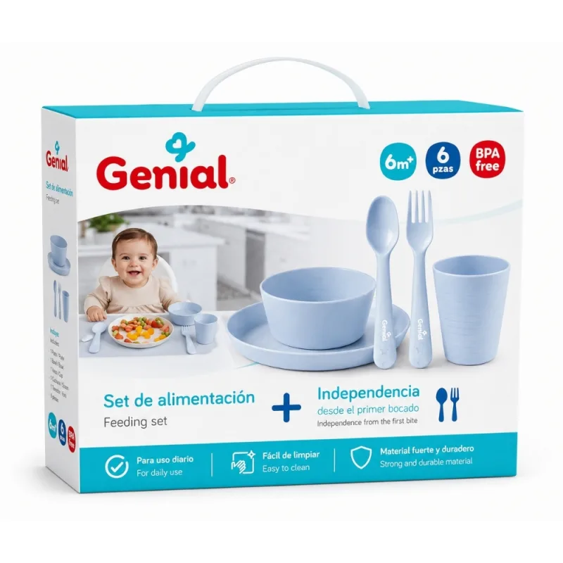 Set de Alimentación para Bebé Genial 6 Piezas Libre de BPA Varios Colores