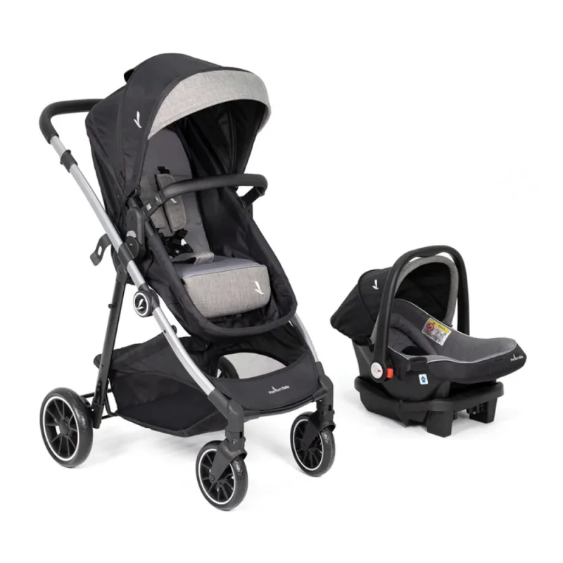 Coche Travel System 4 en 1 Milan Premium Baby con Portabebé y Base Negro con Gris