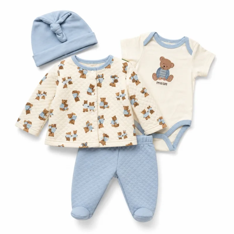 Conjunto para Bebé 4 Piezas Ositos Celeste