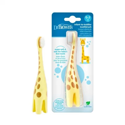 Cepillo de Dientes Dr. Brown’s para Bebé  Diseno Jirafa Color Amarillo