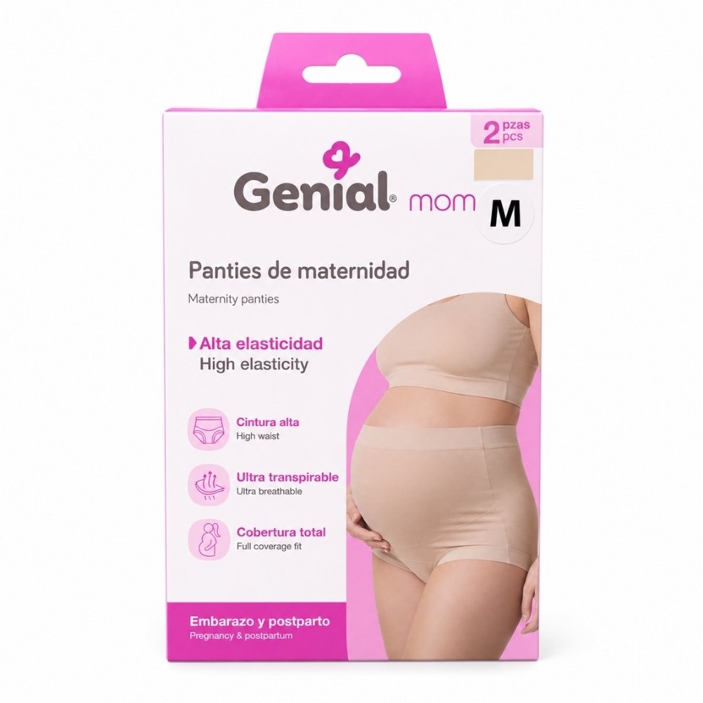 Panties de Maternidad Genial Mom Cintura Alta en Varios Colores 2 Piezas