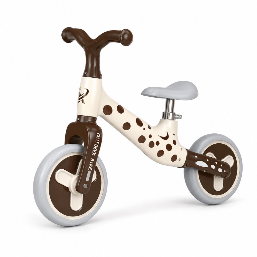 Bicicleta de Equilibrio Infantil Ajustable Diseño Jirafa Beige y Café