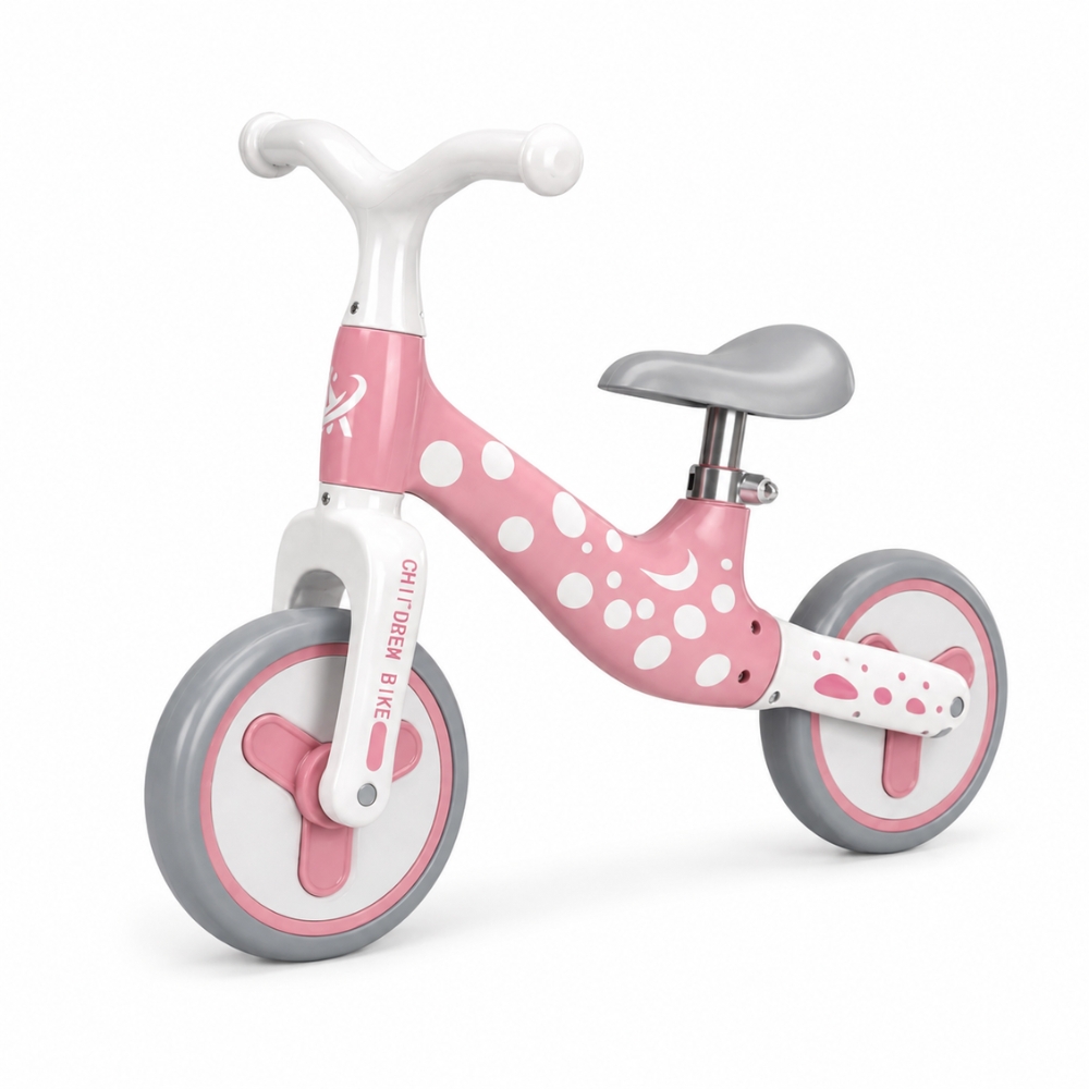 Bicicleta de Equilibrio Infantil Ajustable Diseño Jirafa Rosada