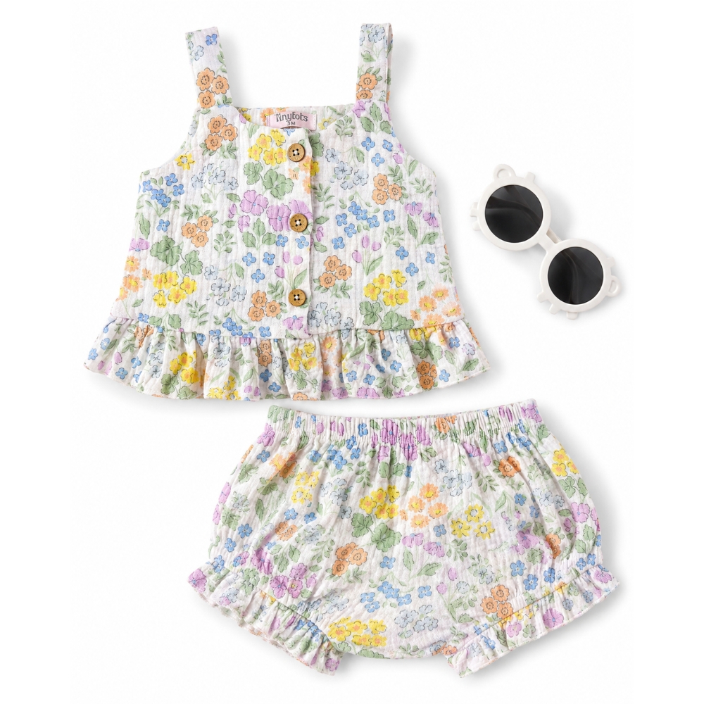 Conjunto para Bebé Niña Tiny Tots Blusa Short y Lentes Diseño Floral